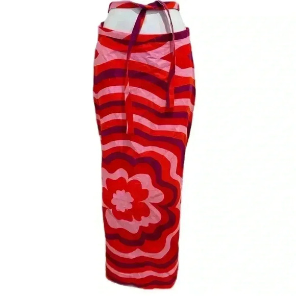 NWT ZARA LINEN COTTON BLOGGER FAVORITE 70s groovy print floral skirt XS - Picture 5 of 6